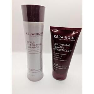 KERANIQUE Scalp Stimulating Shampoo 8 Oz & Volumizing Keratin Conditioner 4.5 Oz